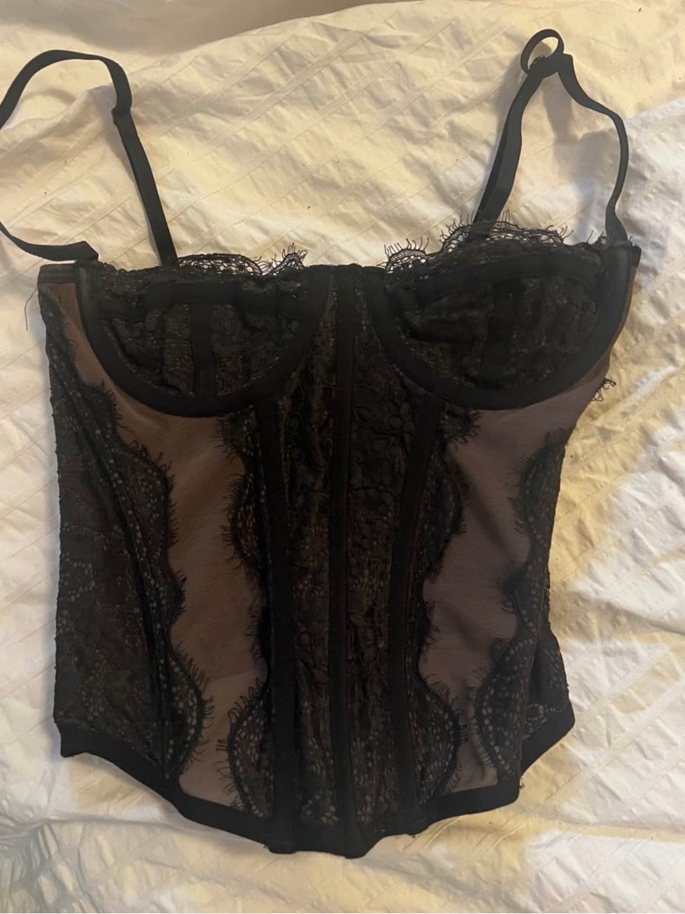 Black Lace Sheer Bustier Corset - Urban Outfiters